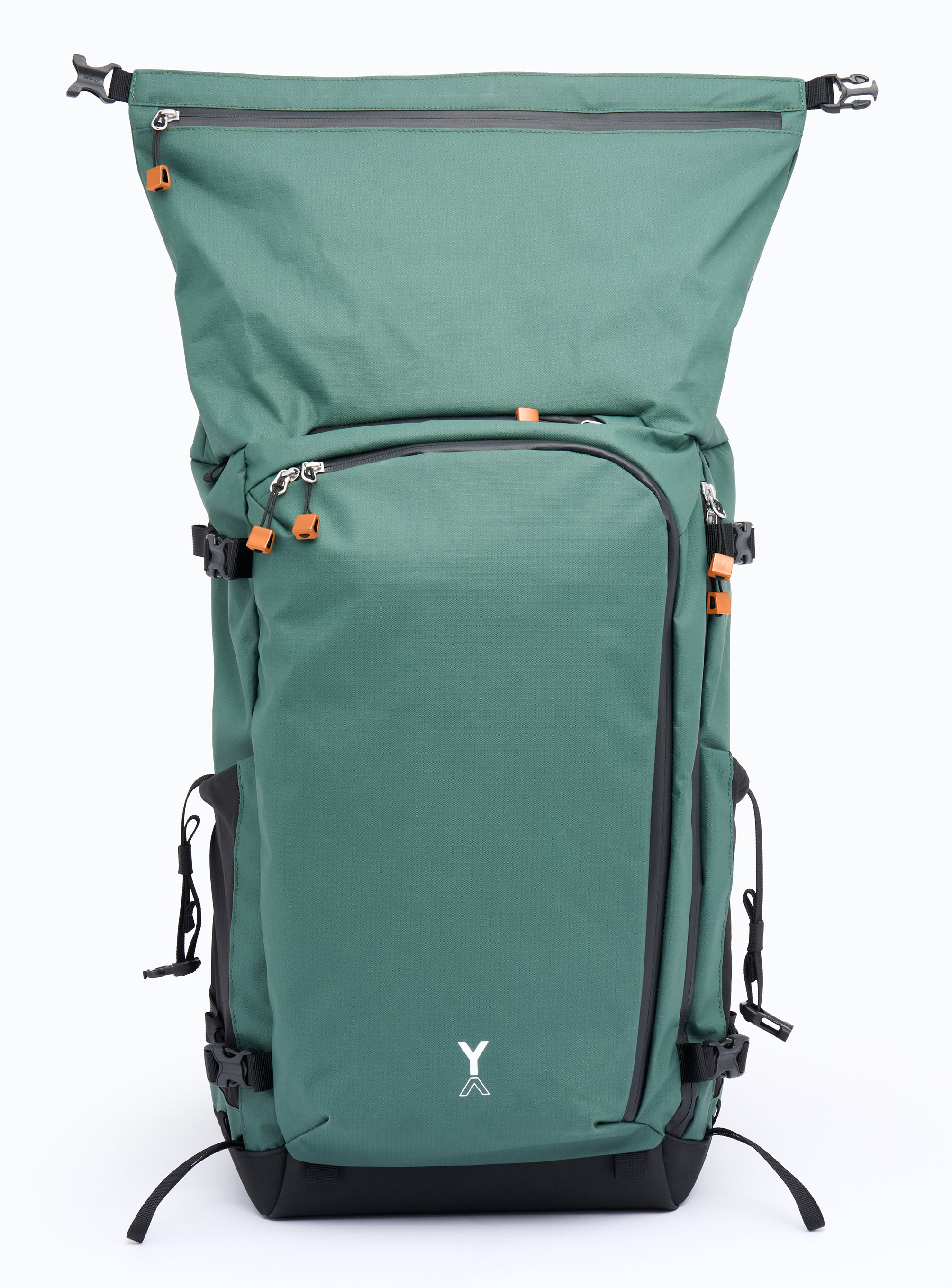 Fjord 50-C backpack showing 40L to 50L expansion capability pine green